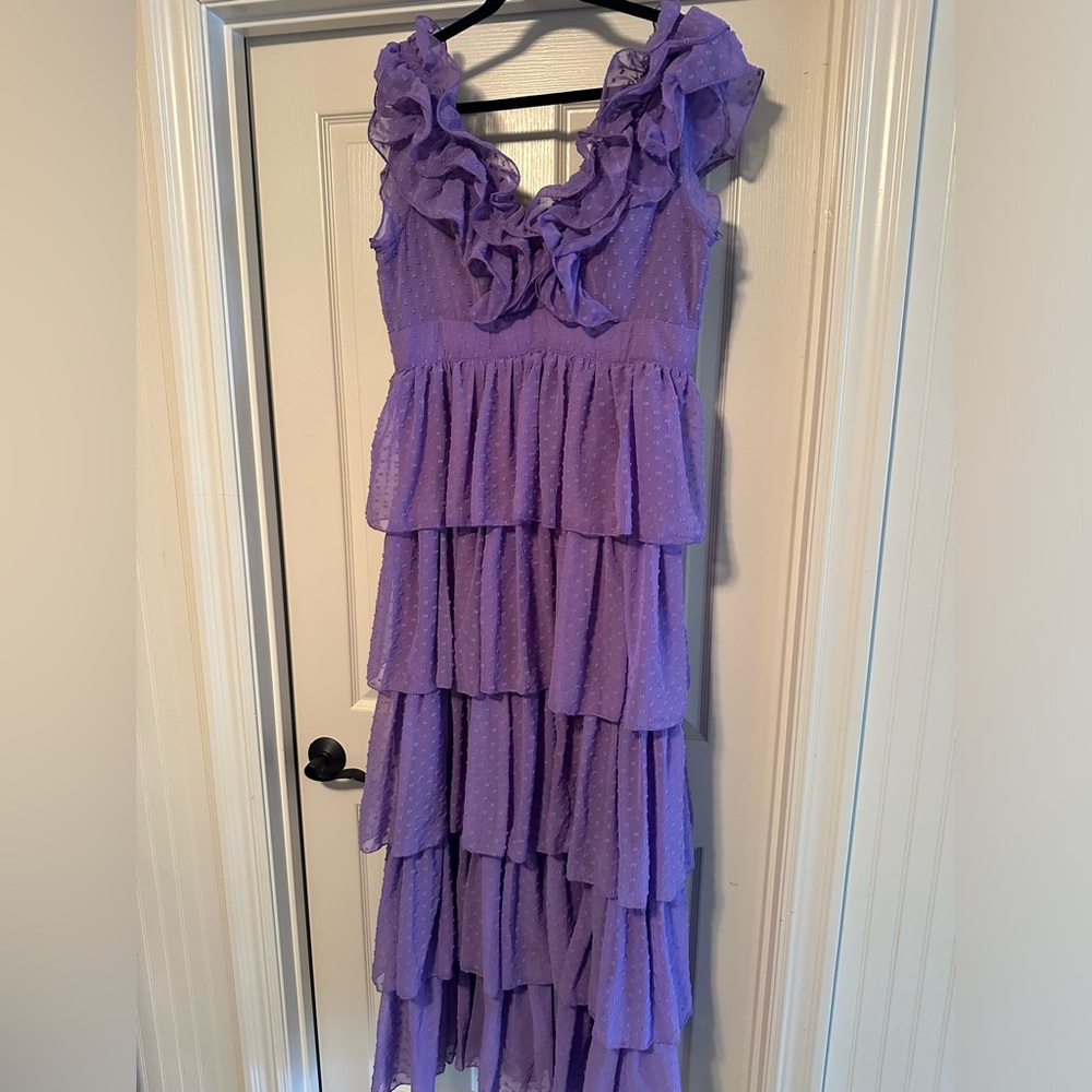 Lavender Ruffe Maxi Dress